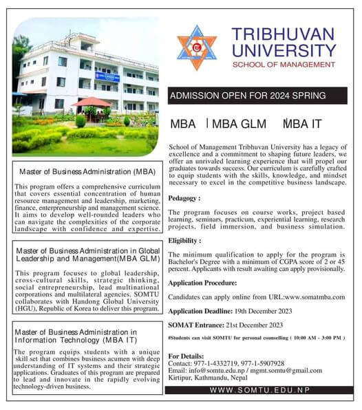 ADMISSION OPEN IN MBA FOR SPRING 2024 1 MBA programs