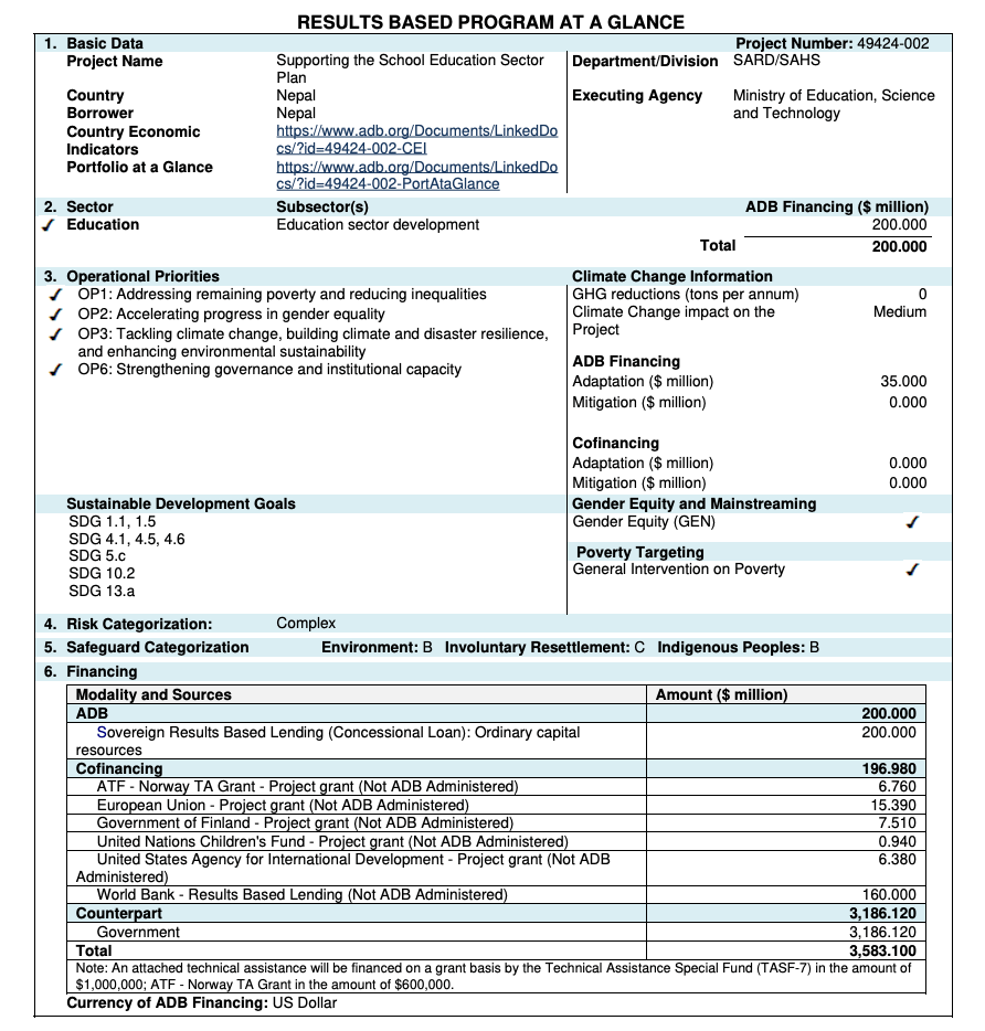 Future of Education in Nepal: MoEST Plans and Policies 4 Result Based Program